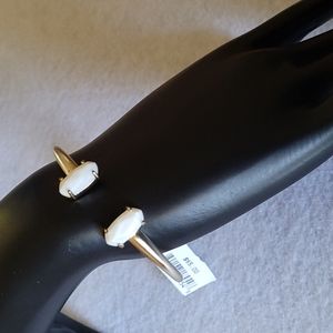 Kendra Scott Gold Bangle/Cuff Bracelet with White Pearlescent Stones